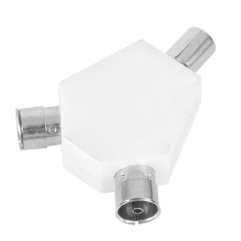 2 WAY TV AERIAL ADAPTER COAX/COAXIAL SPLITTER/Y ADAPTOR ARIEL DUAL CONVERT.l8