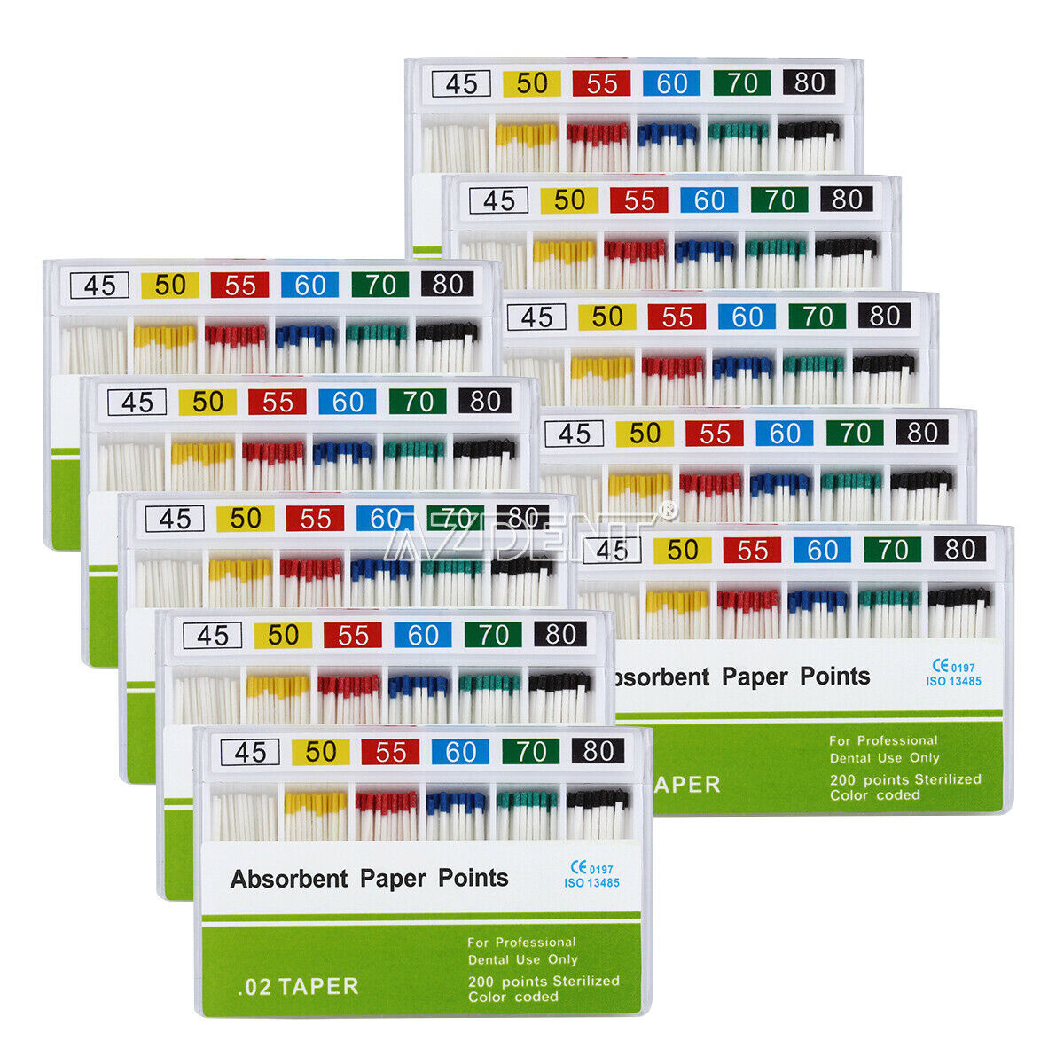 20 Packs Dental Absorbent Paper Points PP 0.02 45-80# Taper 0.02 Root Endodontic