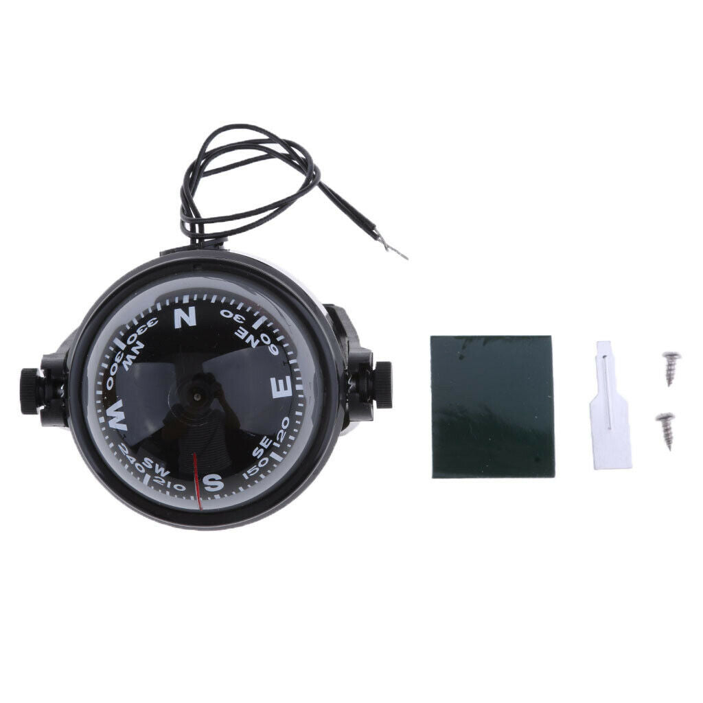 1x Black Electronic LED Marine Digital Navigation Compass for Auto Boat