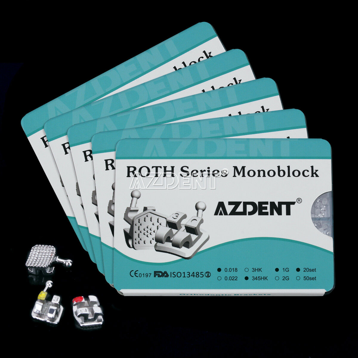 400pcs Dental Ortho Metal Brackets Braces Mini Roth 018 Hooks 3 4 5 Monoblock