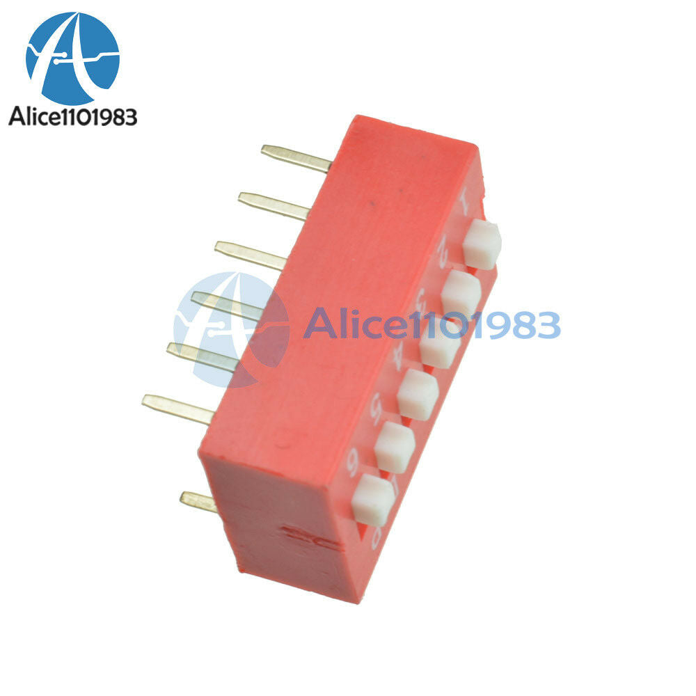 10PCS Slide Type Switch Module 2.54mm 6-Bit 6 Position Way DIP Red Pitch