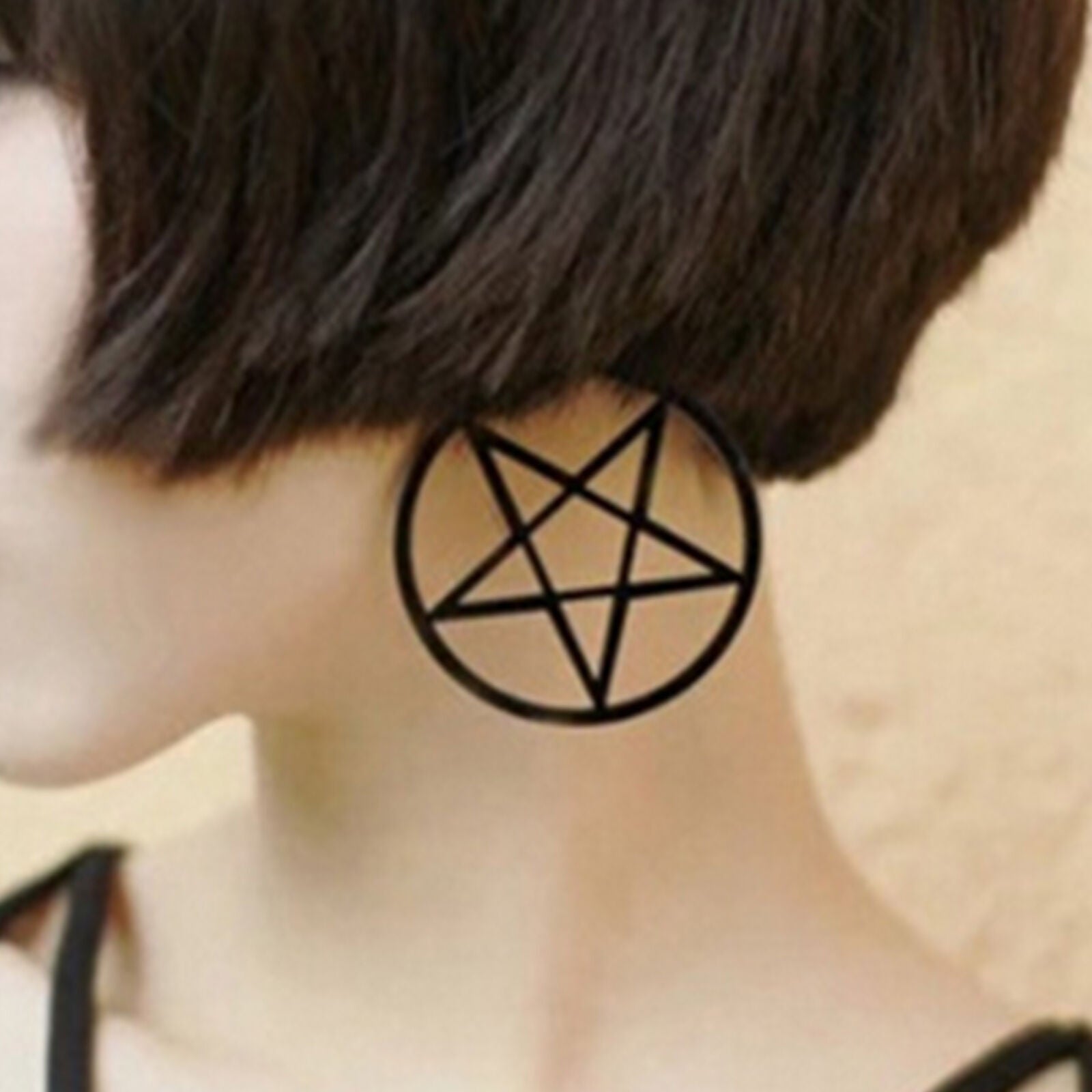Women Punk Large Pentagram Earrings Large Hoop Pentacle Gothic Ear Stud Fashion