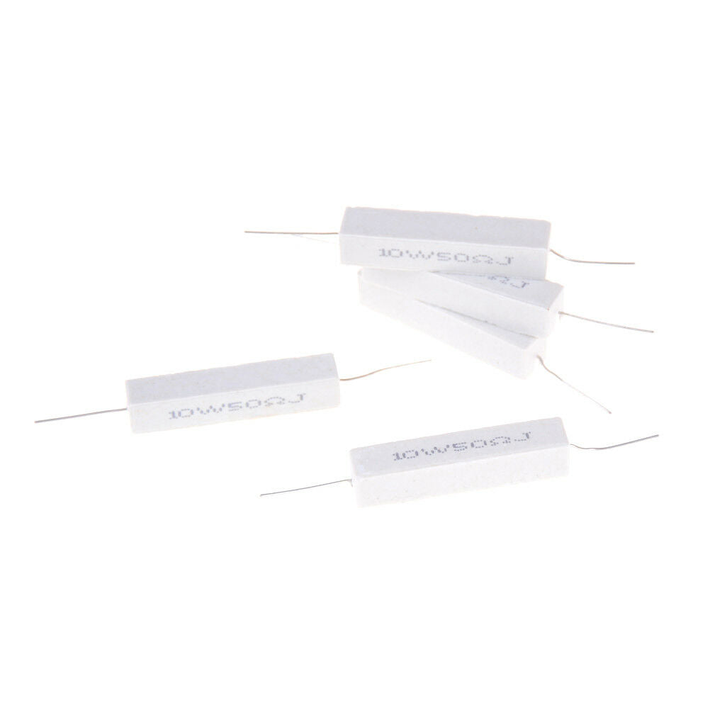 5 Pcs 10W 50 Ohm 5% Ceramic Cement Power Resistor 10 Watt 10W50RJ DHJC.l8