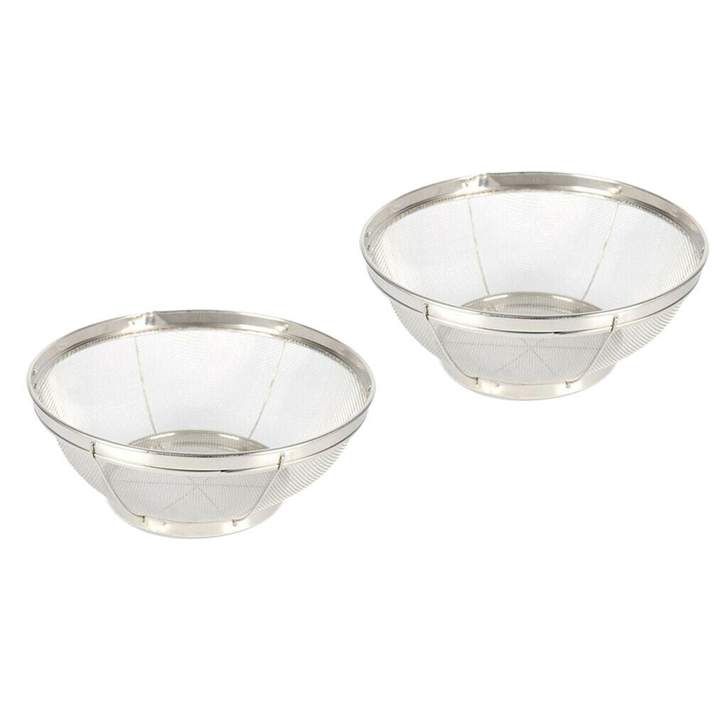 2pcs Kitchen Stainless Steel Stainer Fruit Rice Draining Colander Basket