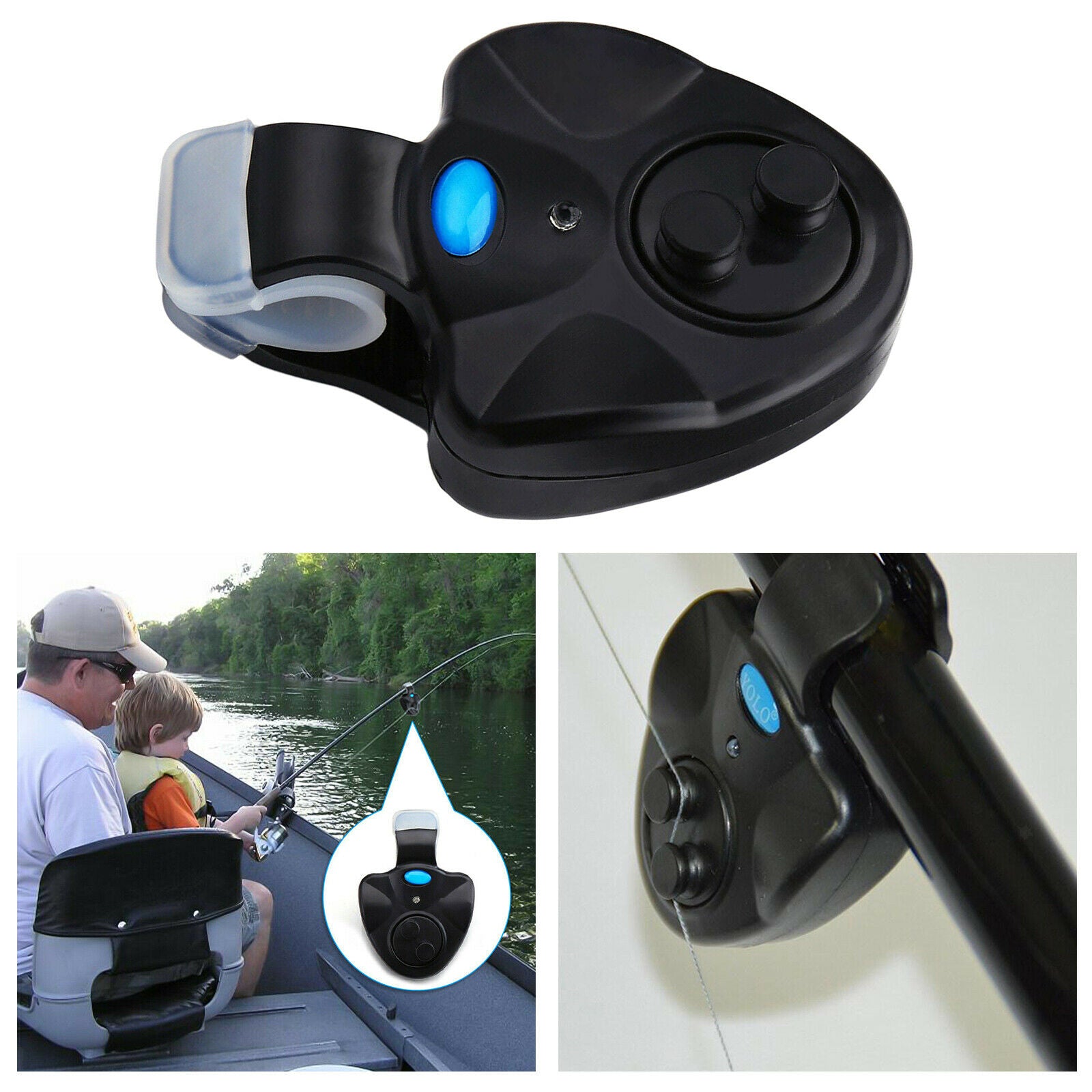 LED Night Fishing Bite Bait Alarm  Bell Light Indicator Rod Clip Alert