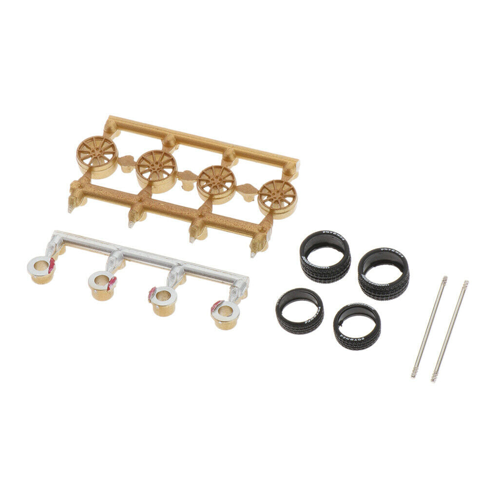 12pc 1:64 Wheels Rims Hub w/ Brake Rubber Tires for Tomica Car Kids Toys