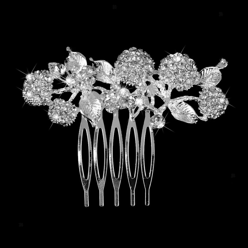 Bridal Wedding Flower Leaf Rhinestone Hair Comb Hair Accessories