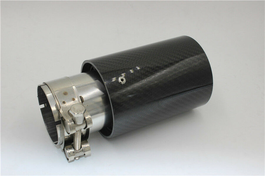 100% Real Carbon Fiber Glossy Black Exhaust End Tips for BMW 2.5'' in 3.5'' out