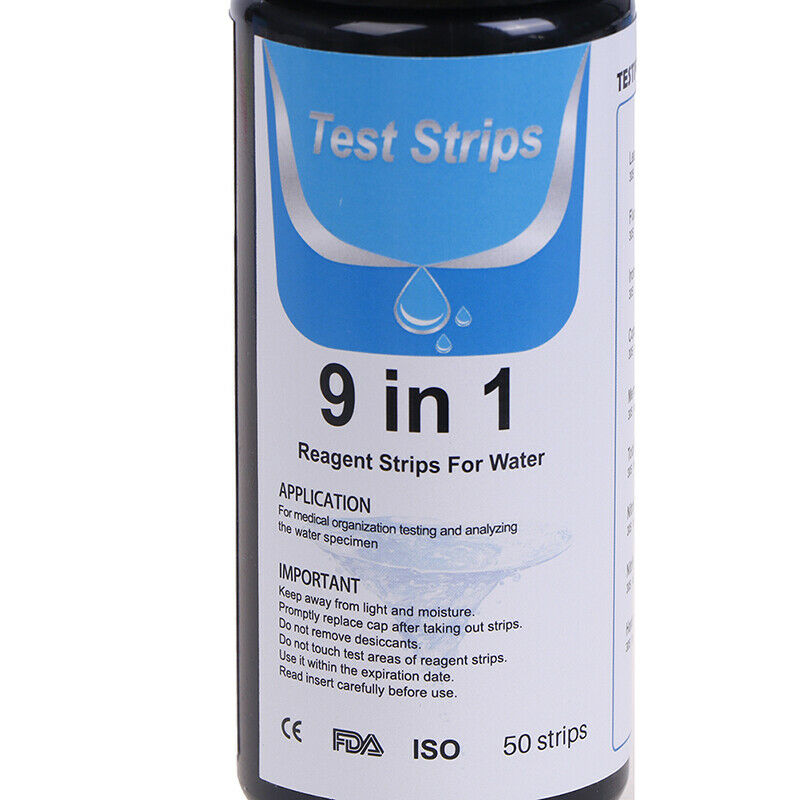 50Pcs 9IN1 PH Test Fish Tank Water Tropical Aquarium Pond Water Test Strips K SJ