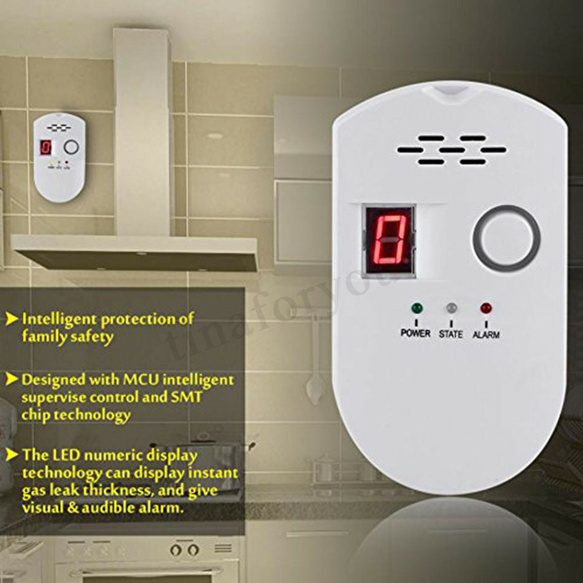 Digital Gas Leak Detector Propane Butane Methane Natural Sensitive Alarm Sensor