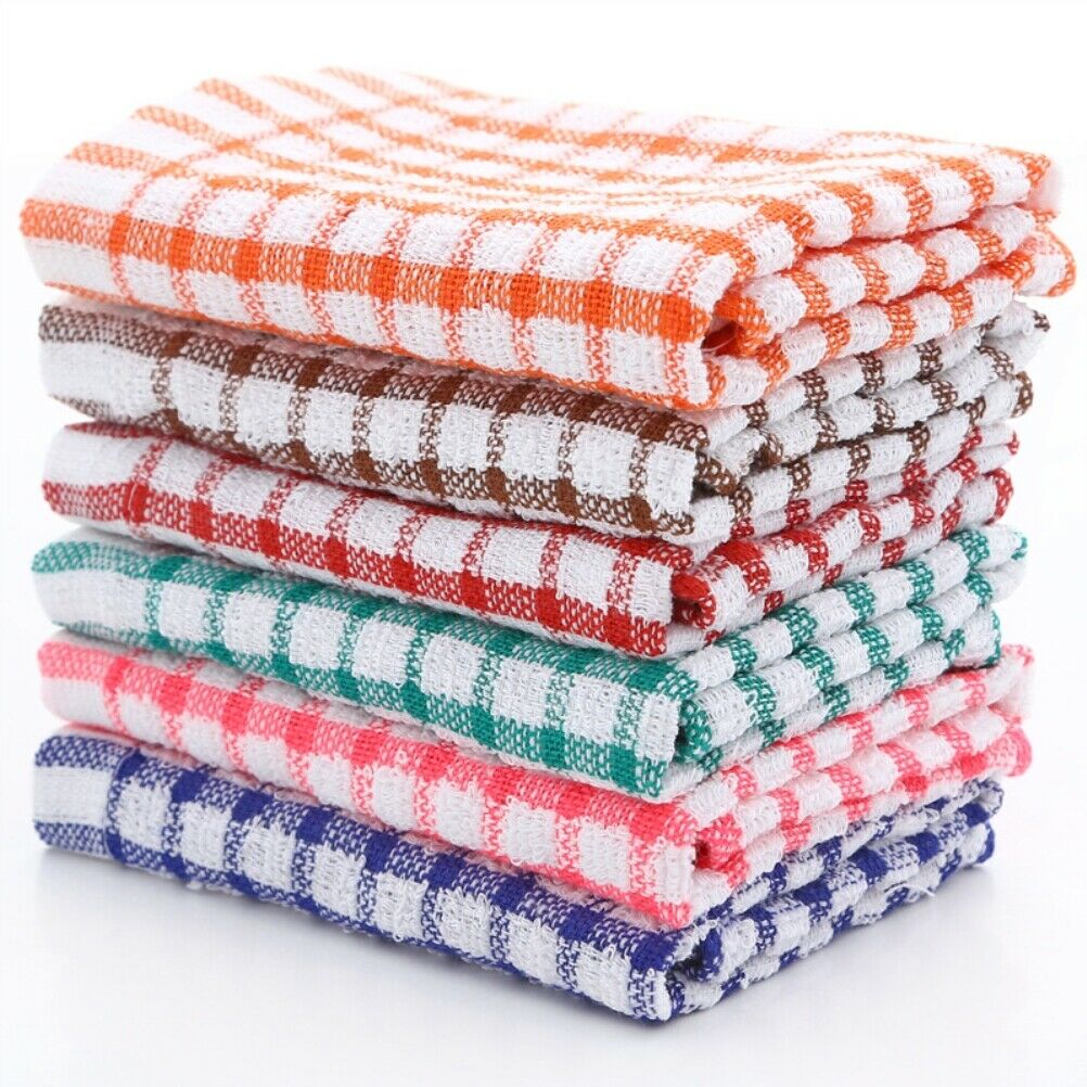 6Pcs Kitchen Tea Towels Absorbent Lint Free Catering Restaurant Cloth Dish Towel