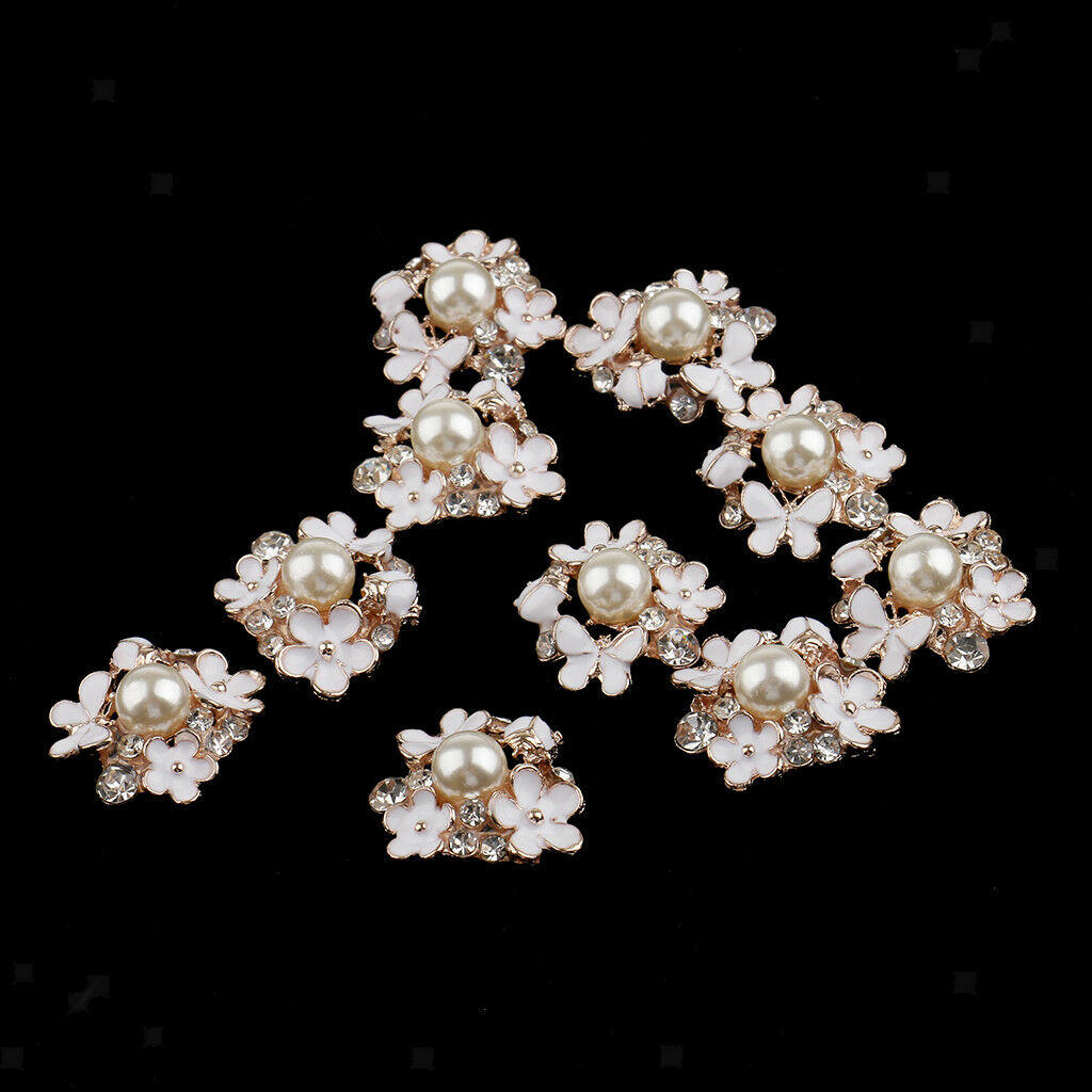 10x Alloy Crystal Flower Embellishment for Cell Phone Case Garment Deco Kit