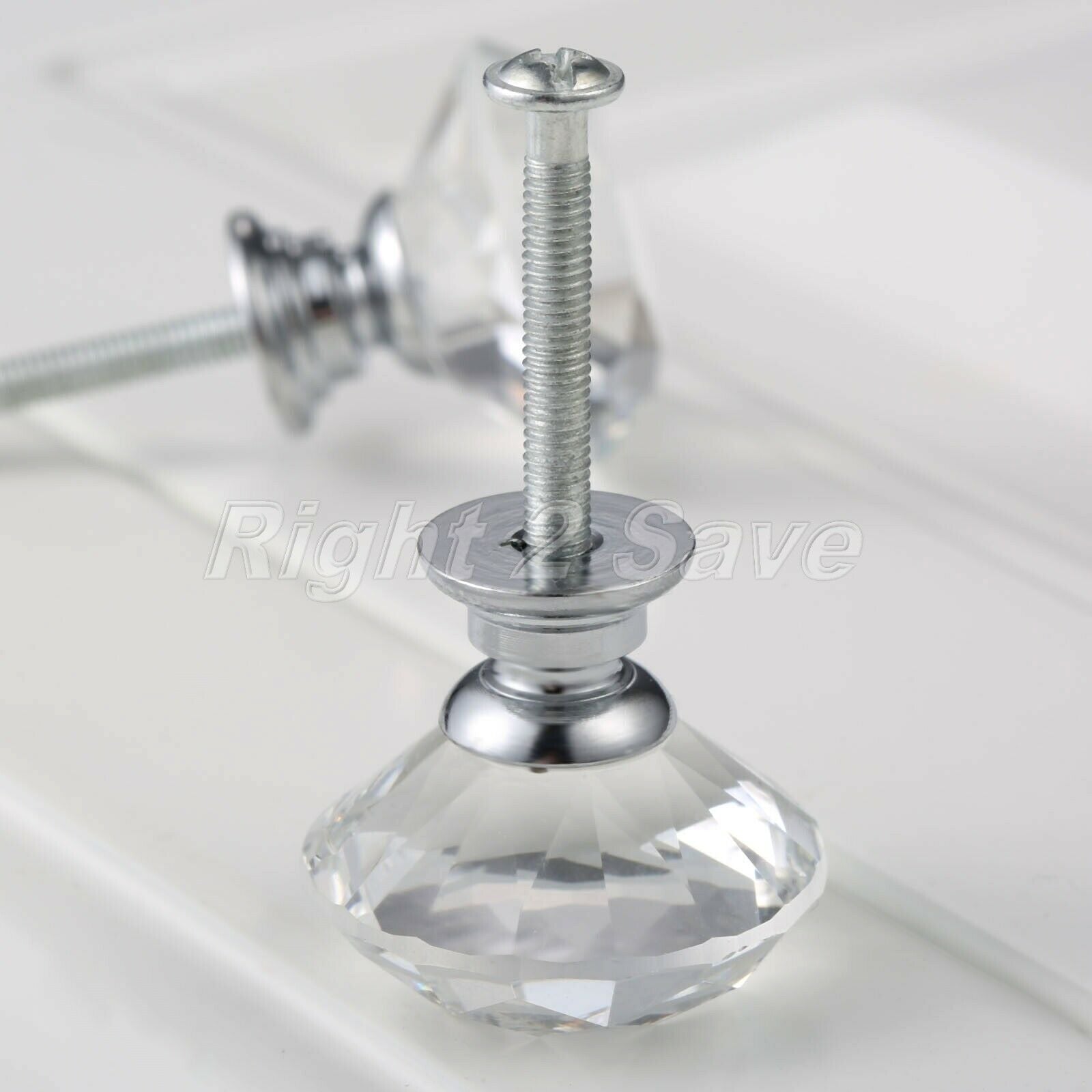 Crystal Glass Knobs Pull Handle Drawer Wardrobe Handle Cabinet Dia 30mm/1.18in