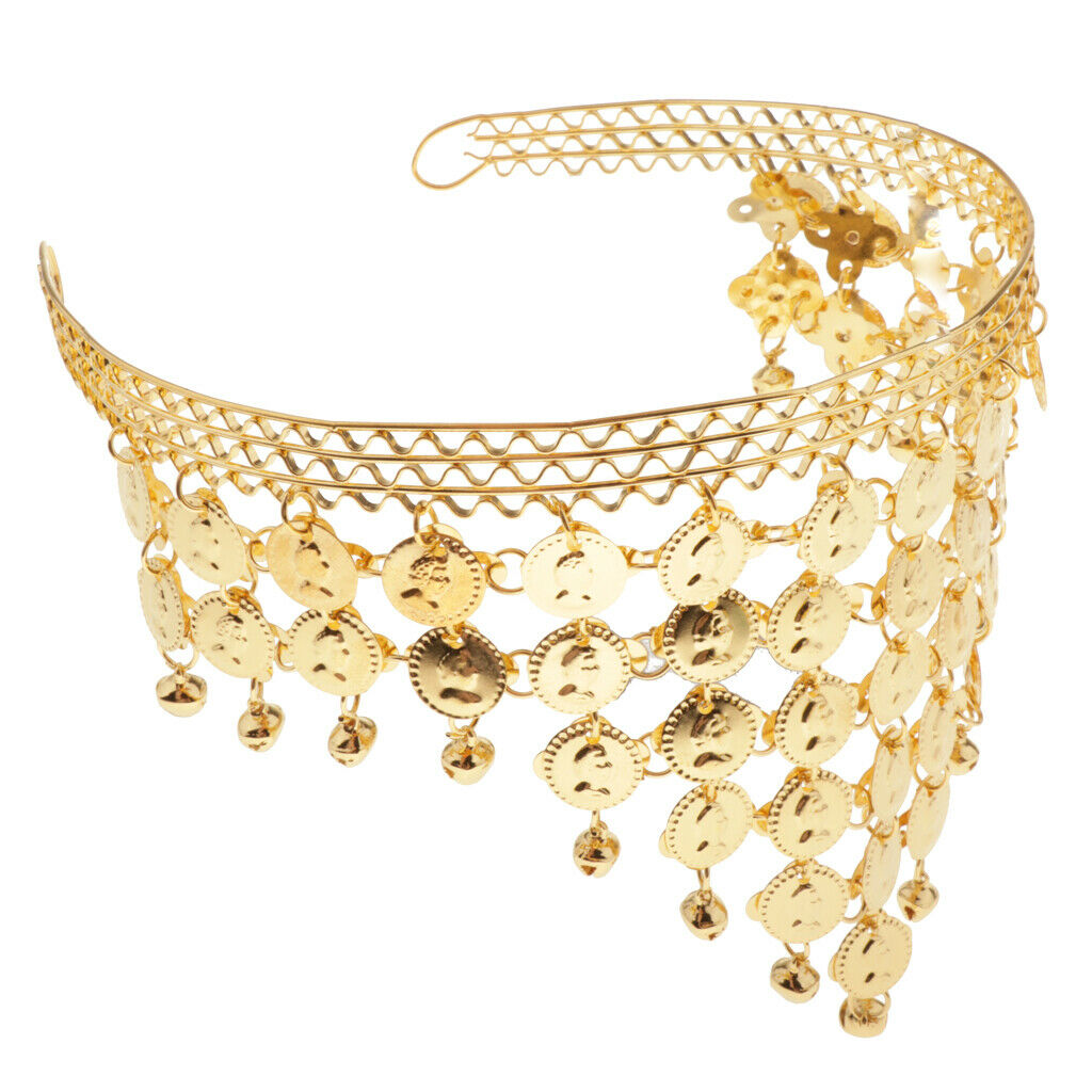 Womens Retro Belly Dance Headband Bead Bells Headwear Dancewear Accessory