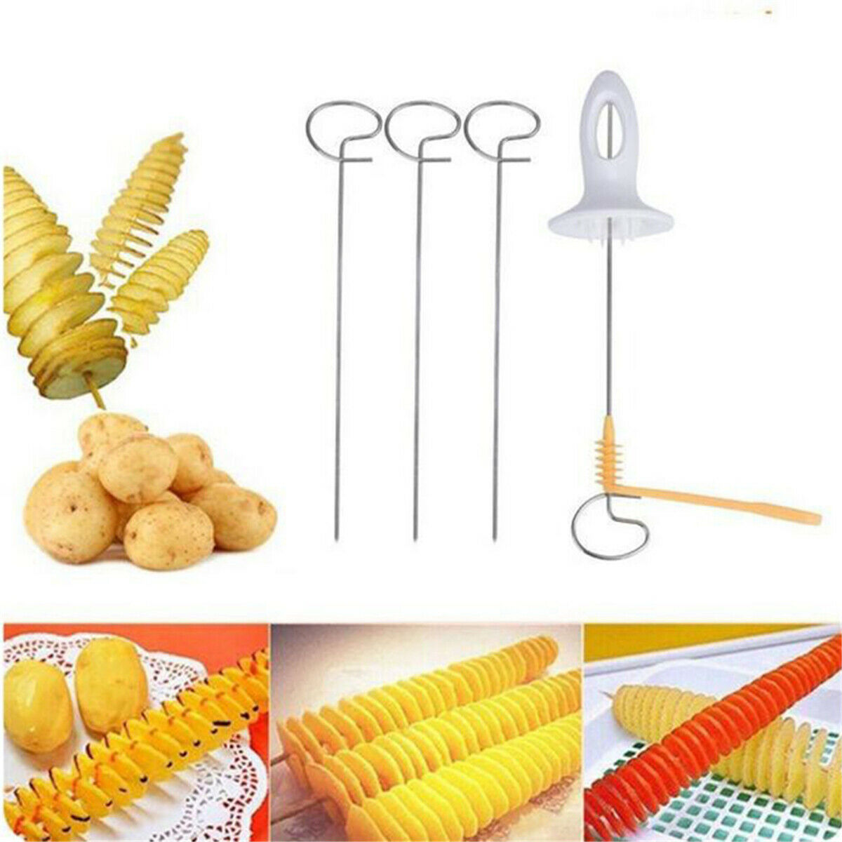 Portable Manual Potato Twister Tornado Slicer Spiral Cutter Kitchen Cook Tools