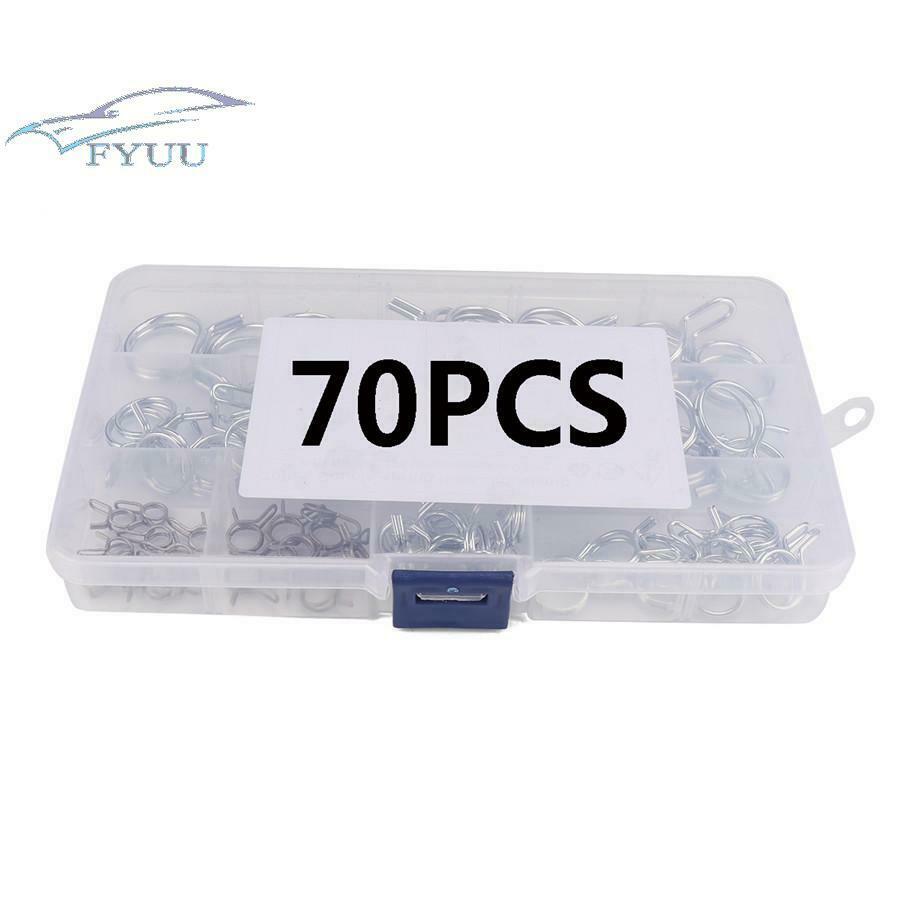 70Pcs Fuel Line Hose Tube Spring Clamp Î¦5-Î¦18 Double Wire For Car Motorcycle RV