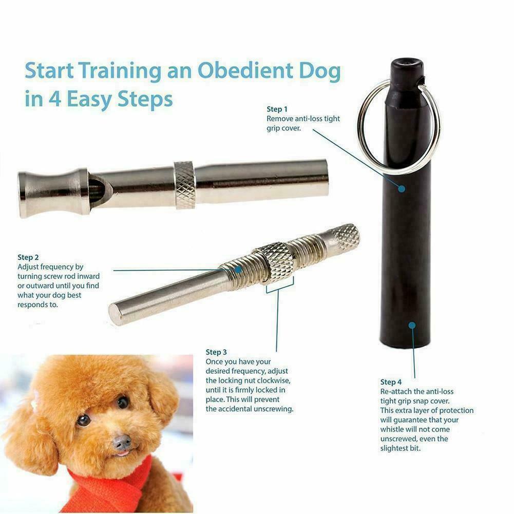 Dog Whistle Puppy Training Ultrasonic Pitch Sound Adjustable Key Chain Black