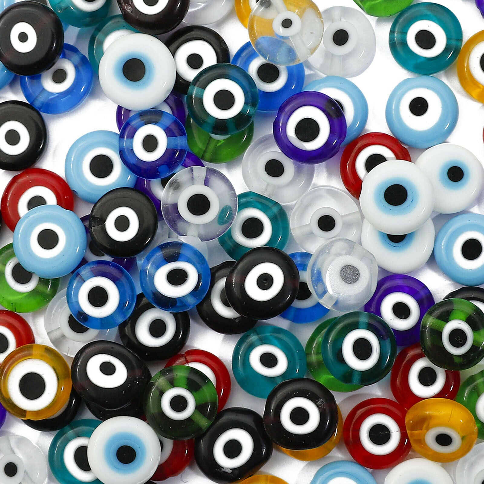 200-Pack Evil Eye Beads 10mm Spacer Beads Charms DIY Earring