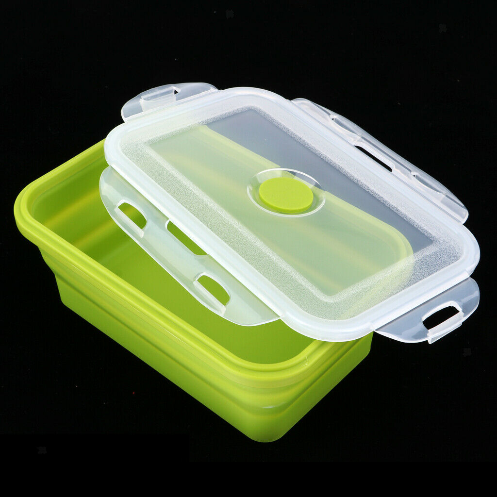 3x Portable Silicone Trays Bento Picnic Foldable Food Storage