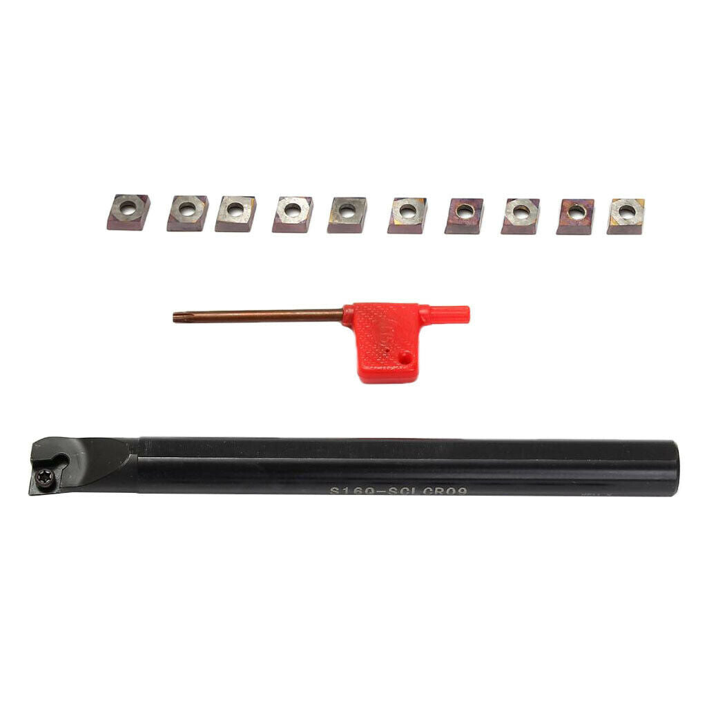 Metal S16Q-SCLCR09 CNC Turning Holder + 10Pcs CCMT09T3 Inserts W/ T15 Wrench