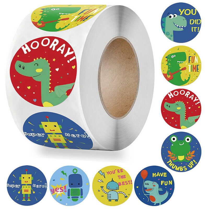 Animals Reward Stickers Roll 1 inch Cute Words Seal Labels for School Rew.l8