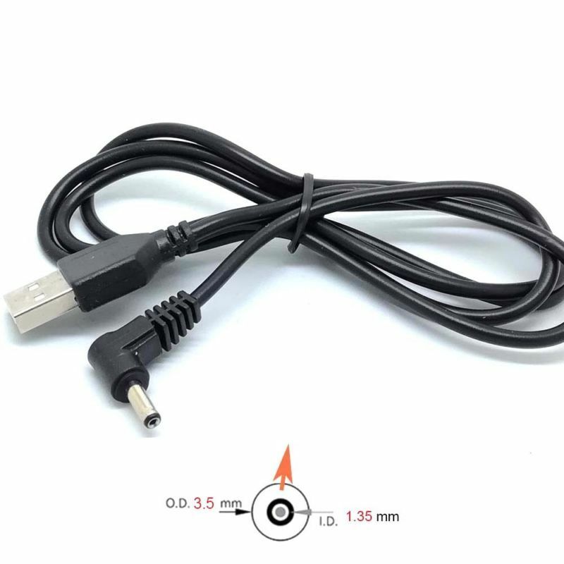 50pcs 90 Angle PC USB Male to 5V DC 3.5mm x 1.35mm Barrel Connector Power Cable