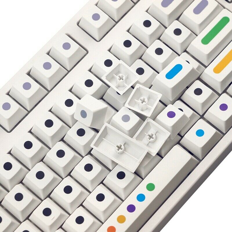 128 Keys/Set White Colour Dots Keycaps Cherry Profile PBT Key Caps for MX SwM5X1