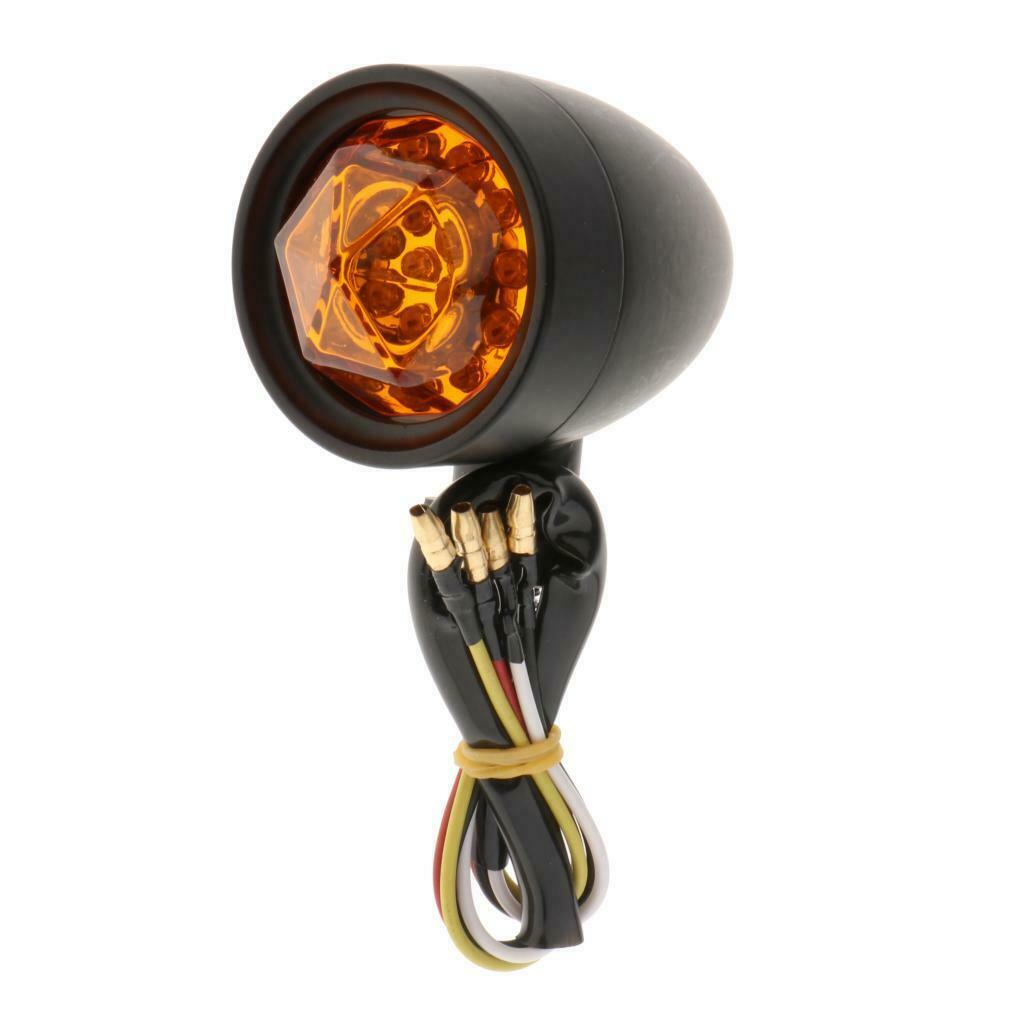 Set of 2 Motorcycle Scooter Amber Turn Signals Indicator Lights Lamp Black