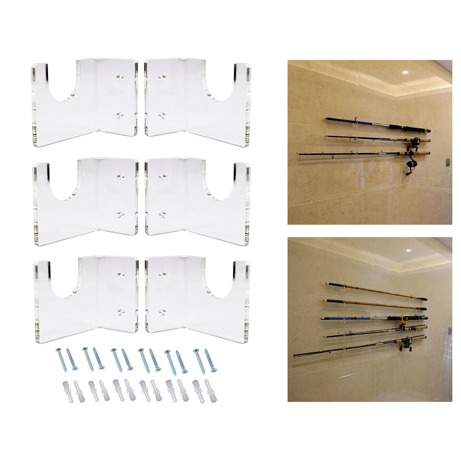 Fishing Rod Holder Wall Mounted Storage Rack for Garage Cabin Machine Rooms