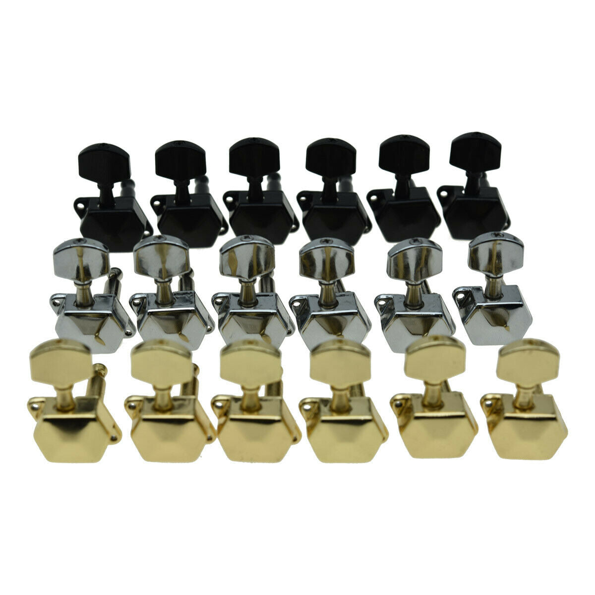 6 Inline Semi-Closed Guitar Tuning Keys Pegs Tuners for Electric Guitars Chrome