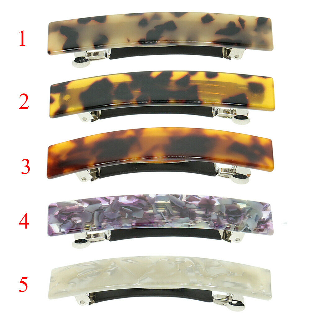 French Style Acetate Leopard Automatic Barrette Ponytail Holders Light Brown