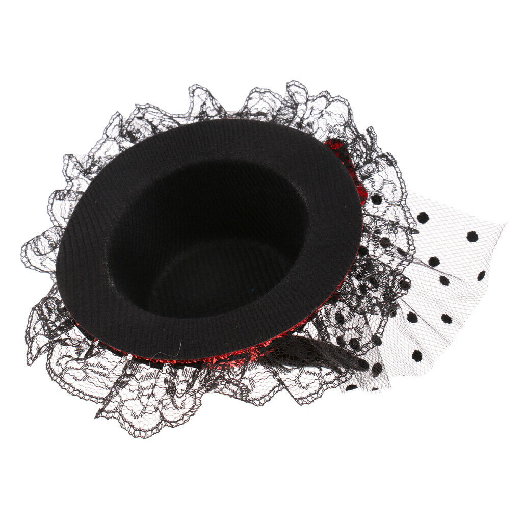 1/3 BJD Felt Top Hat Elegant Classic Formal Cap for SD LUTS YOSD Red Lace