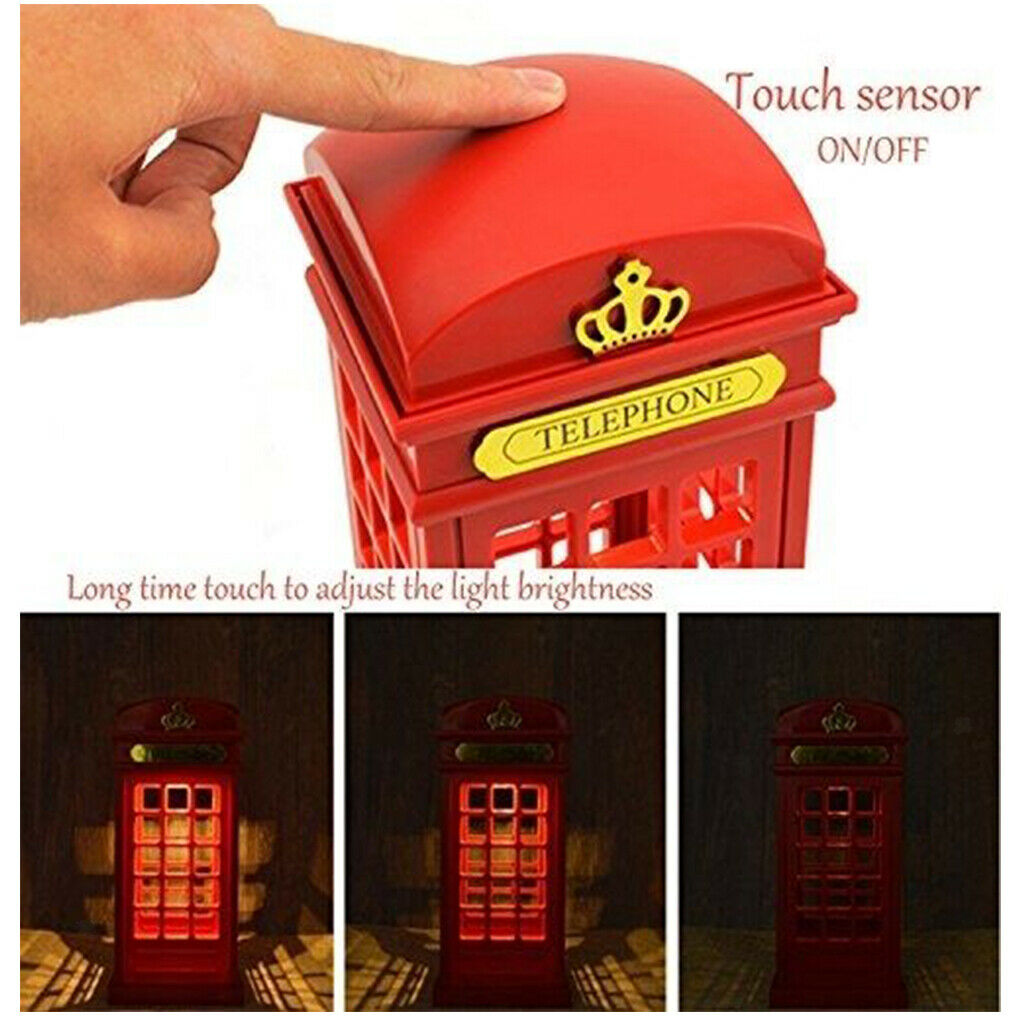 LED Bedside Lamp USB Phone Booth Shape Night Light Table Lamp
