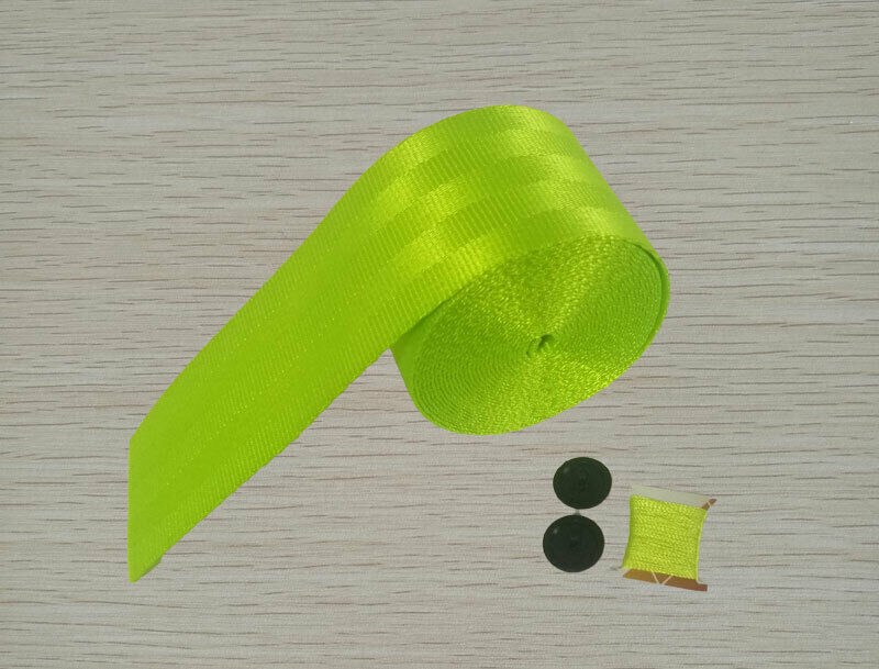 Seat Belts Fluorescent Green 3.6m Webbing 3 Point Auto Racing Front Safety 360CM