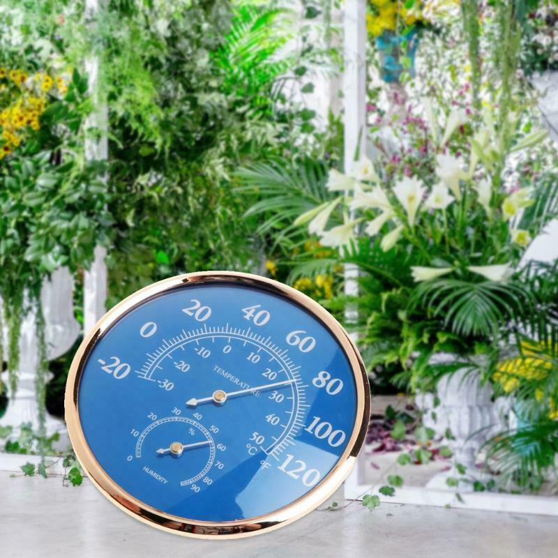 Large Round Thermometer Hygrometer Temperature Humidity Monitor Meter Gauge Blue