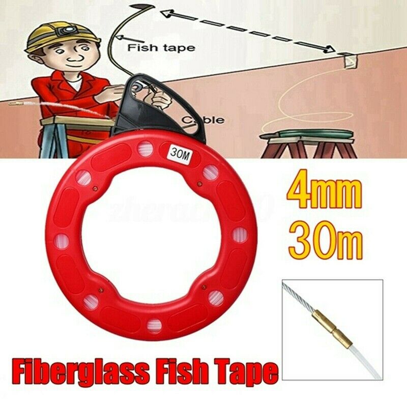 100Ft Fish Tape Reel Wire Pulling Tools 30M Electrical Cable Puller Reel PulleU7