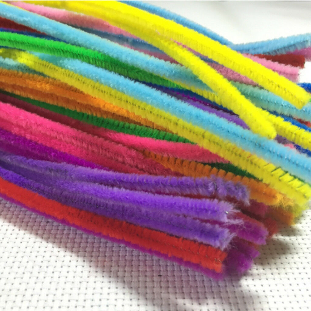 100pcs DIY Chenille Stems Pipe Cleaners Children Educational Toys Yellow