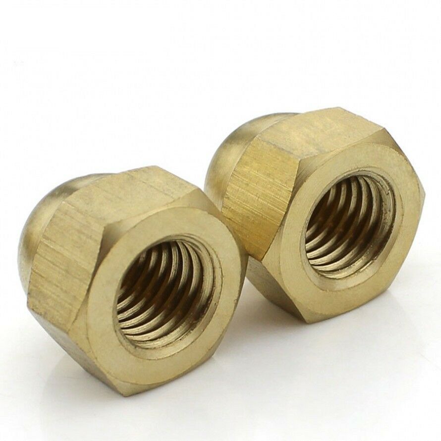 2PCS M10 x 1.75mm Pitch SOLID BRASS HEX DOME NUTS ACORN CAP NUT FOR BOLTS/SCREWS