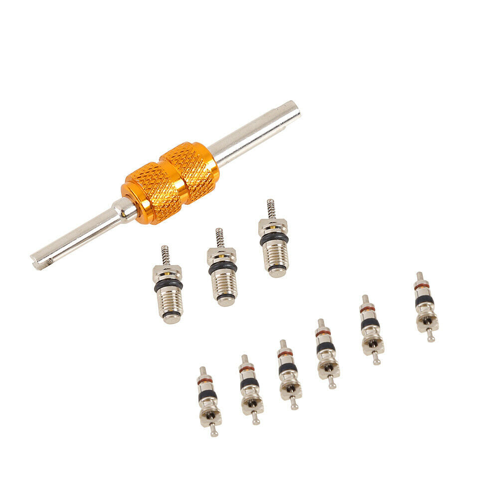 9pcs R134a Car A/C Air Conditioning Valve Cores with Remover Installer Tool