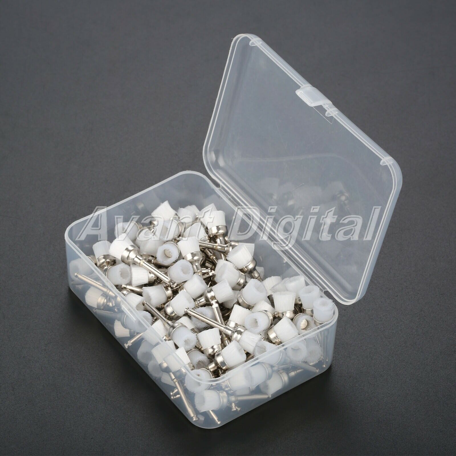 100pcs Lab Clinic Dental Prophy Brushes Polishing Flat Polisher White 2.8cm+ Box