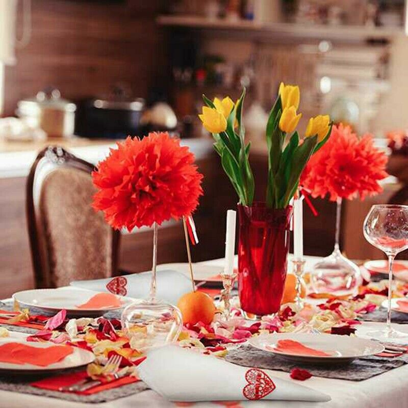 8 Pcs Valentine's Day Napkin s,Red Heart Napkin Holder s for Holiday Party WY1K9