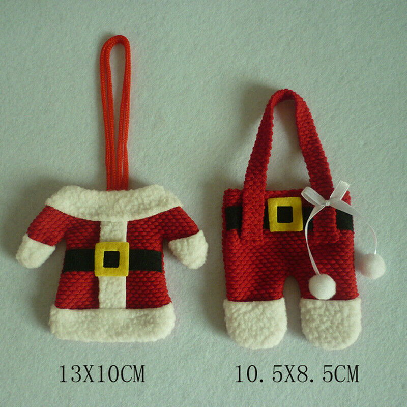 6x Santa Suit Christmas Cutlery holder tableware Silverware bag Decoratio.l8