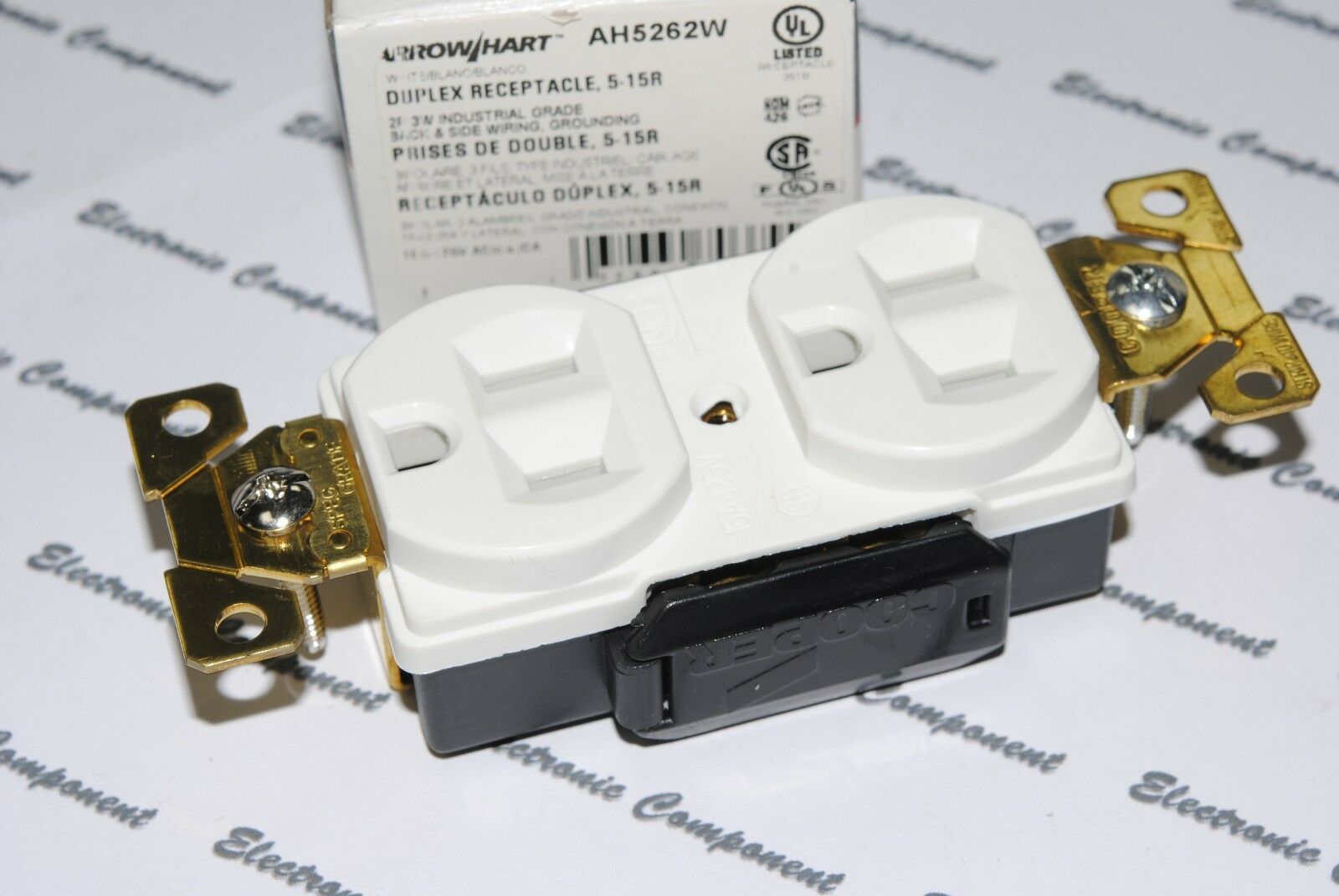 1pcs-COOPER WIRING AH5262W Premium Industrial Grade Duplex Receptacle 15A-125V