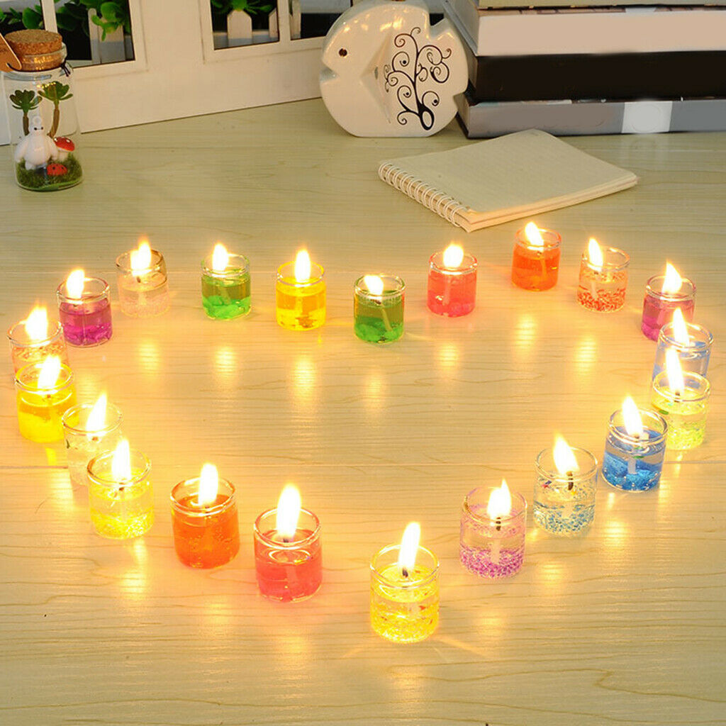 24 Pieces Smokeless Jelly Candle Romantic Candle Living Room Ornaments