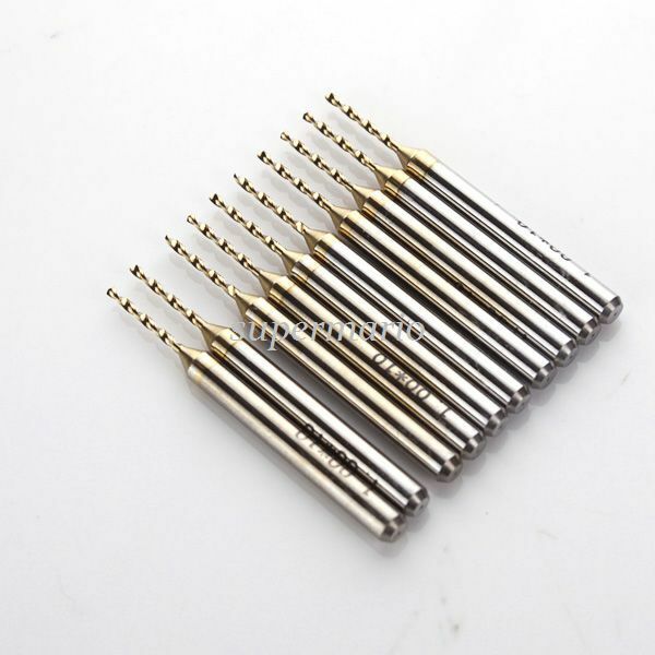 10x Titanium Nitride Coated Carbide PCB Dremel Jewelry CNC Drill Bit Router 1mm