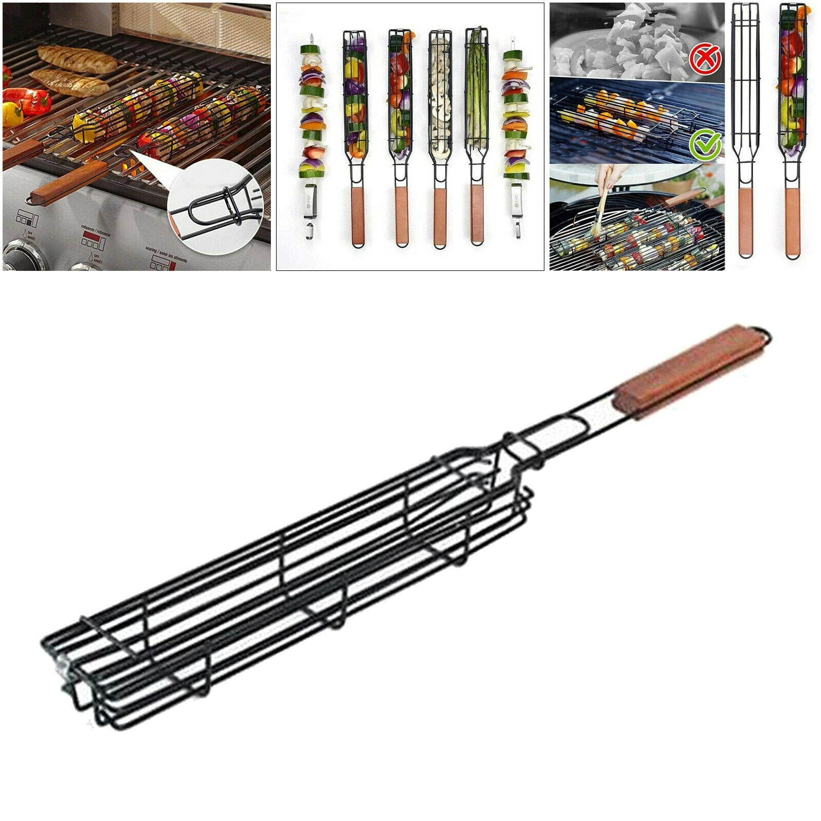 Nonstick Kabob Grilling Basket for Grilling Veggies Barbecue Skewers Chicken