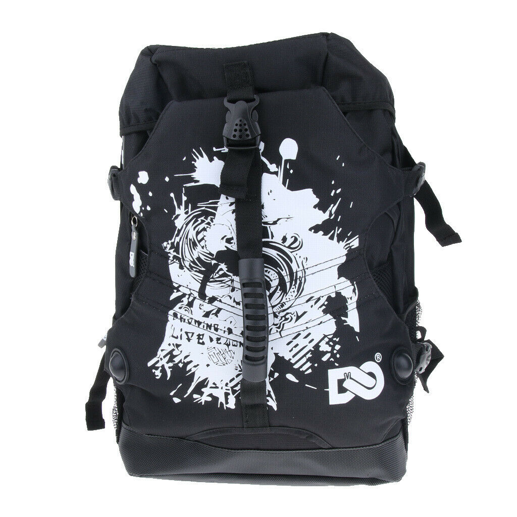 Quad Roller Skate Bag Shoulder Backpack Skates Sto Pouch Rucksack Black