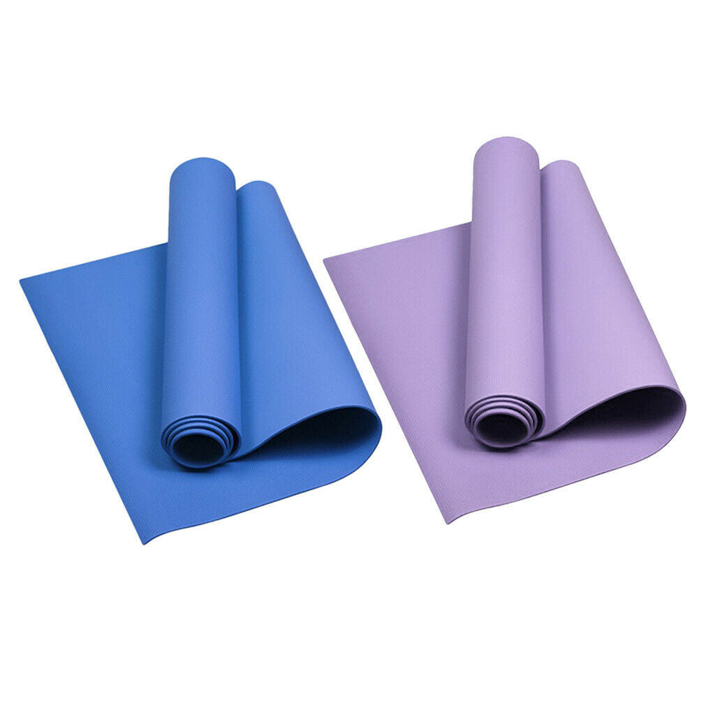 2Pcs Yoga Mat Gym Cushion Pad for Pilates Stretching Camping Purple+Blue