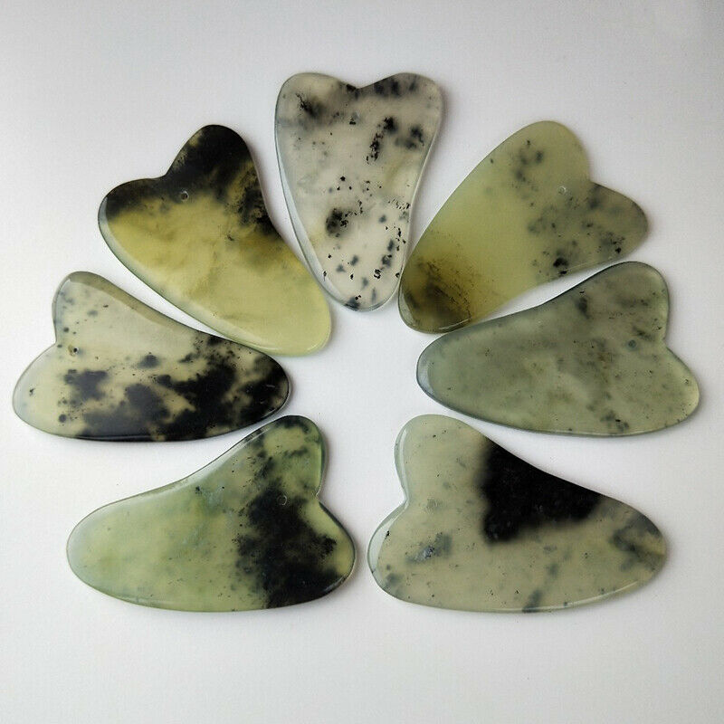 Gua Sha Board Scraper Natural Ink Jade Stone Guasha Massage Tool Care Health Qx