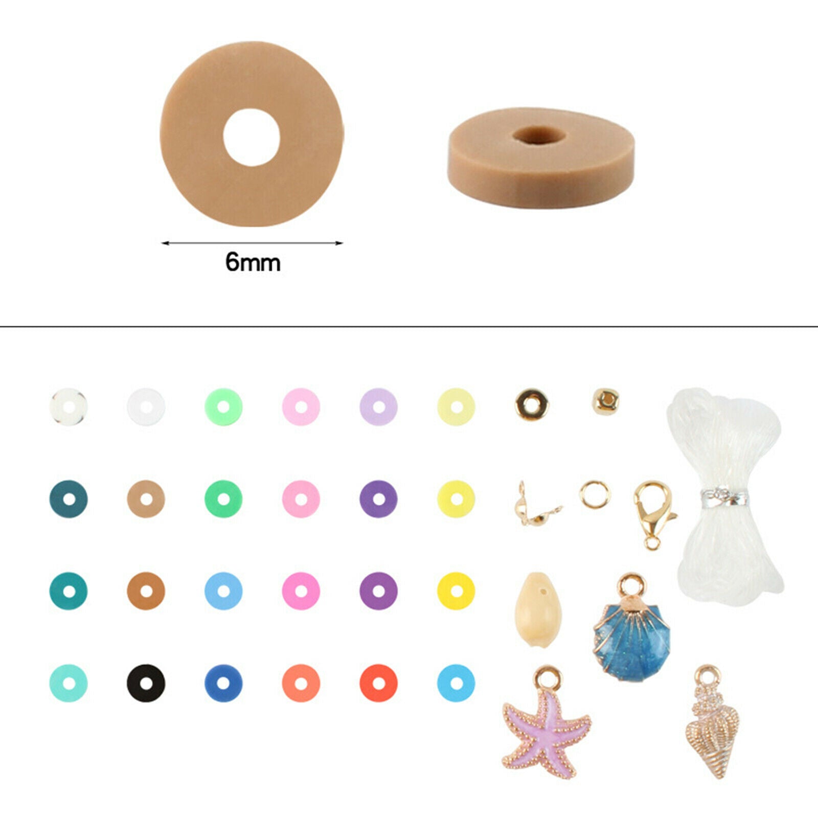 28 Grid Polymer Clay Beads Charms for DIY Bracelets Jewelry Making